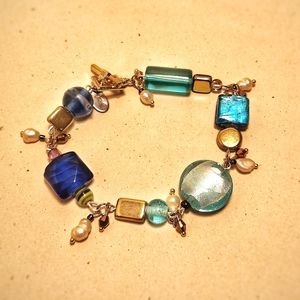 Handmade Lampwork glass bead and pearl bracelet